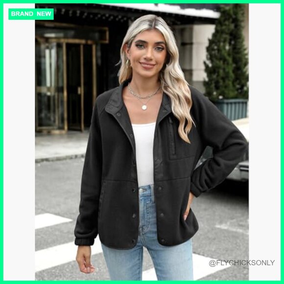 Cozy Fleece Jacket with Western Aztec Print Snap Button Pockets - Picture 3 of 7